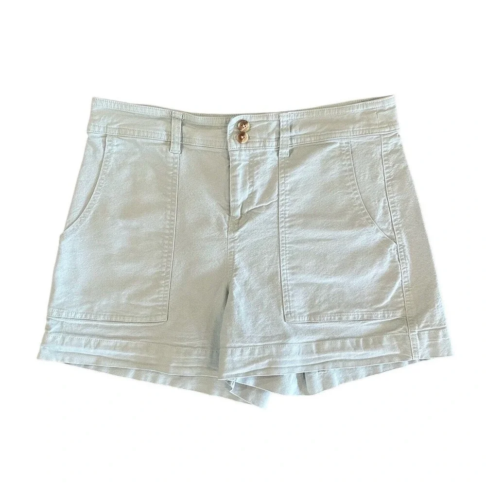 A NEW DAY Womens Size 12 Mint Green High Rise Stretch Cotton Blend Casual Shorts